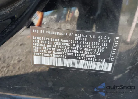 2019 Volkswagen Jetta 1.4T R-Line/1.4T S/1.4T Se из США, поврежденный, VIN 3VWC57BU7KM065075